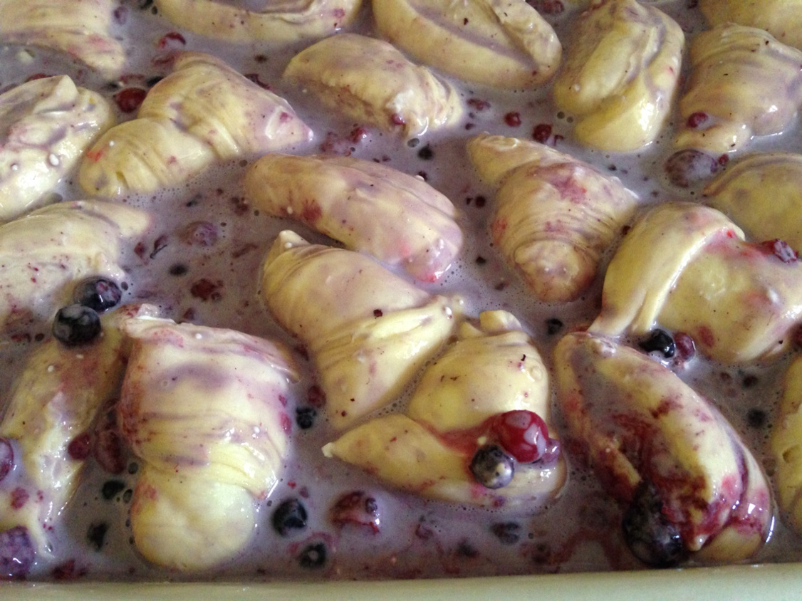 Croissants lost with red berries